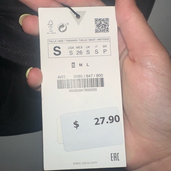 ZARA cropped ruffle tube top. Size S. Black - Picture 4 of 4